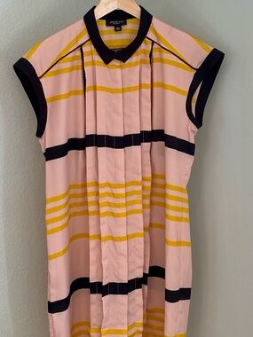 Jason Wu Striped Pink and Yellow Dress with Black Trim